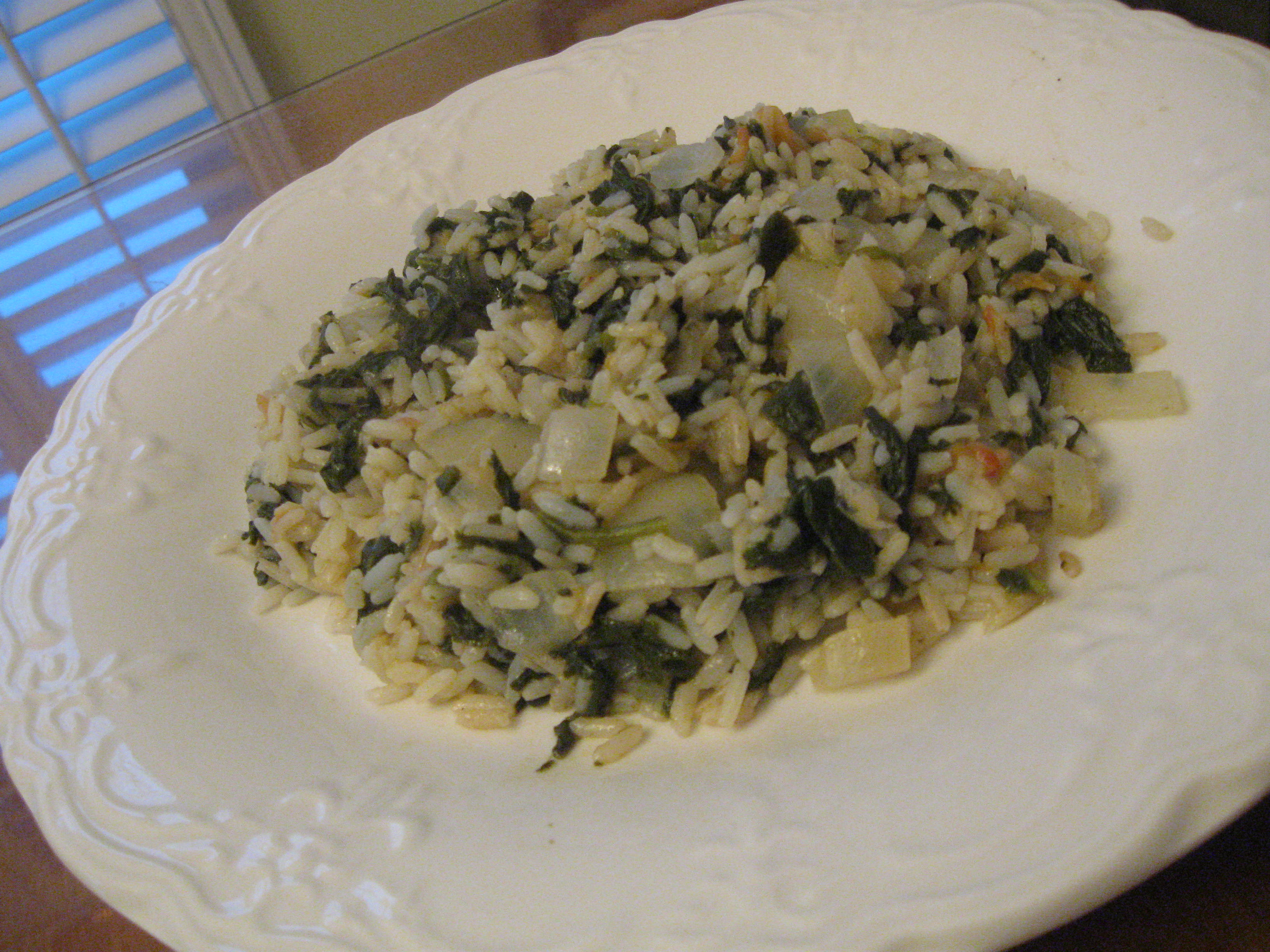 Spanakorizo (Spinach Rice) Recipe amotherworld's Greek recipe