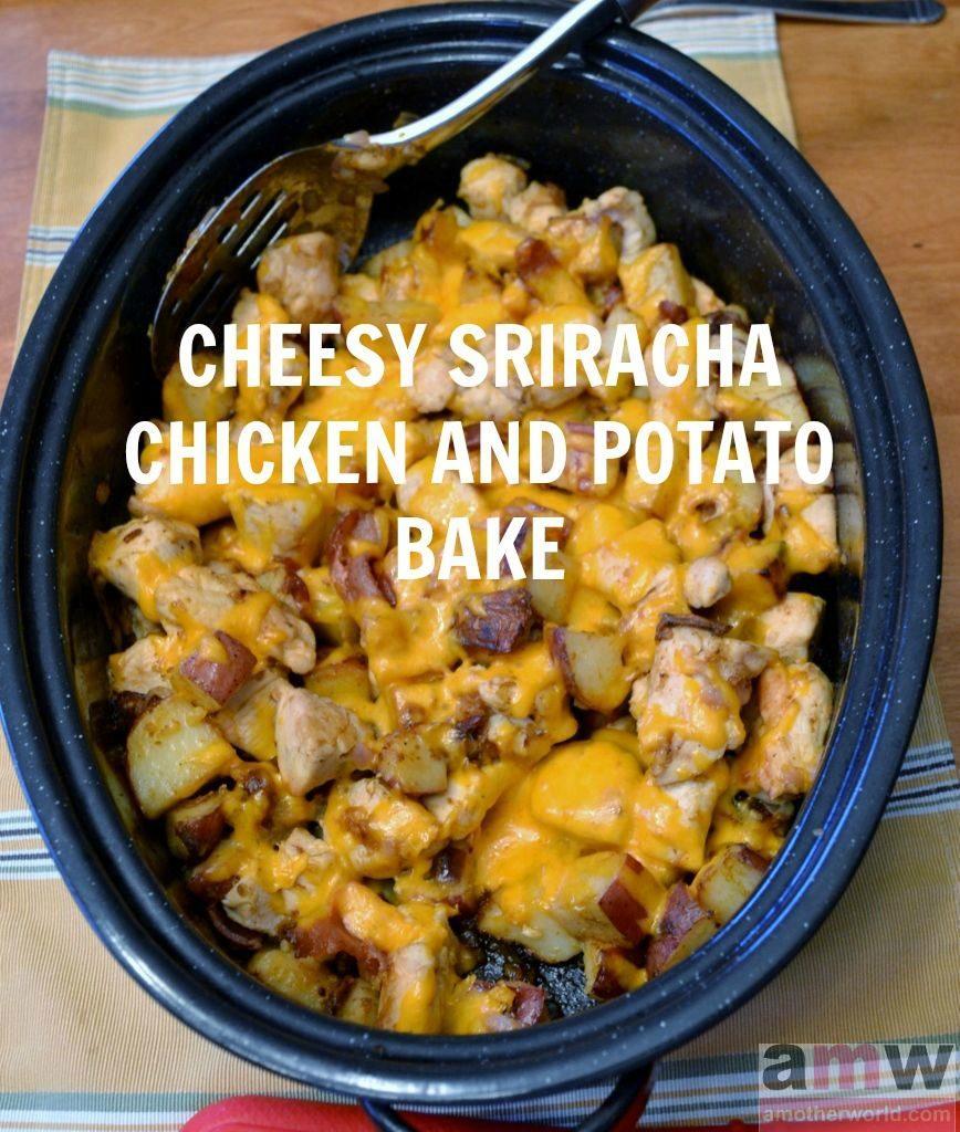 Cheesy Sriracha Chicken Potato Bake
