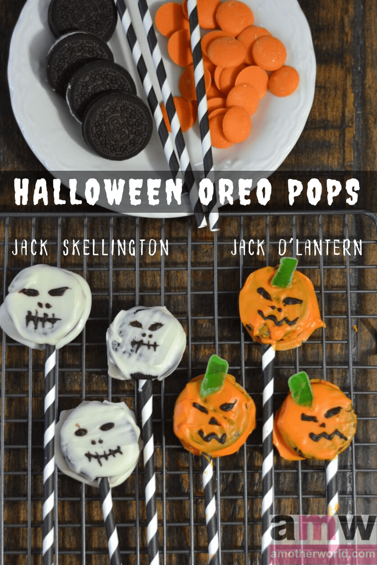 Halloween Oreo Pops Jack Skellington Jack O'Lantern RECIPE ~ amotherworld.com