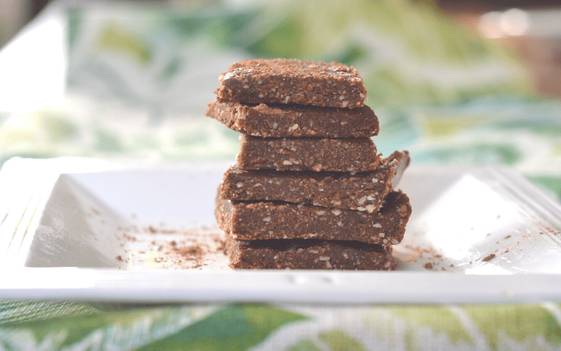 Almond date energy bars on a plate